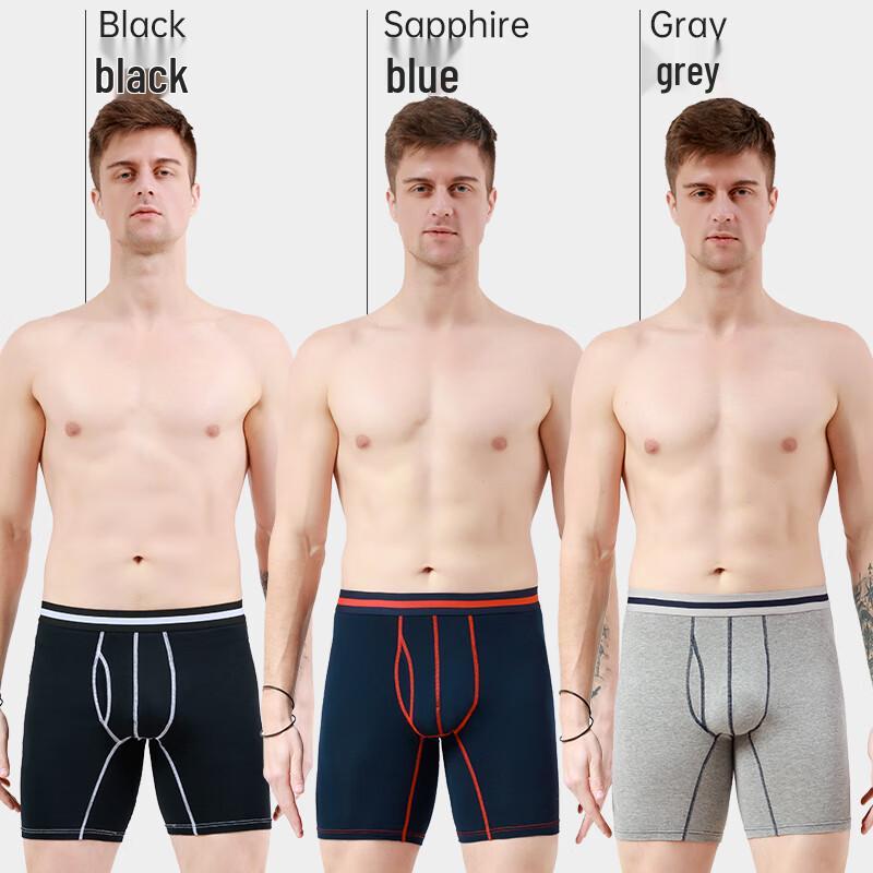 Langsha Men's 3-Pack Cotton Anti-Chafe Boxer Briefs