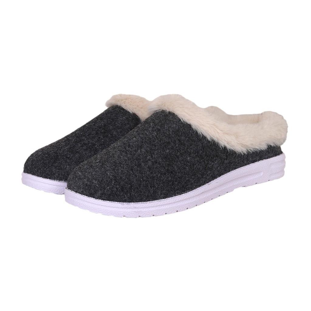 Fashion Flat Bottom Fur Slippers for Women Autumn Winter Casual Female Shoes Slip on Comfortable Indoor Plush Warm Baotou Half Slipper