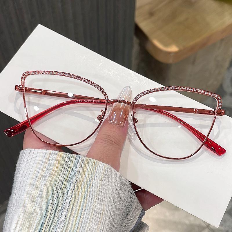 Rhinestone Decoration Women Eyeglasses Cat Eye Shape Anti Blue Light Glasses Frame High Quality Eyeglass Frames for Women