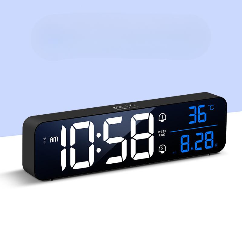 Charging Version Large Screen LED Digital Music Wall Clock Weekday Sleeping Table Clock 2 Alarm Clock Intelligent Voice Control Dimming