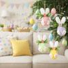 Flower Dot Foam Easter Eggs Colorful Rabbit Design Felt Egg Pendant Decorative with Rope Hanging Flower Egg Venue Layout
