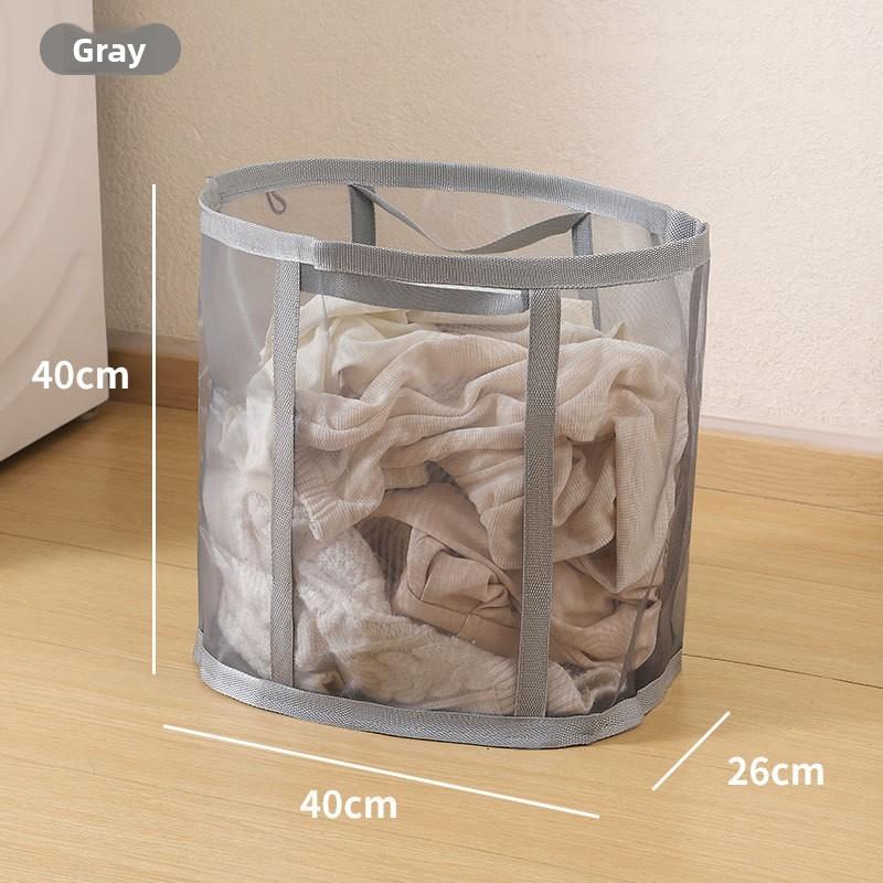 Nylon Foldable Laundry Basket With Foldable And Mesh Design For Home Organizing And Storage