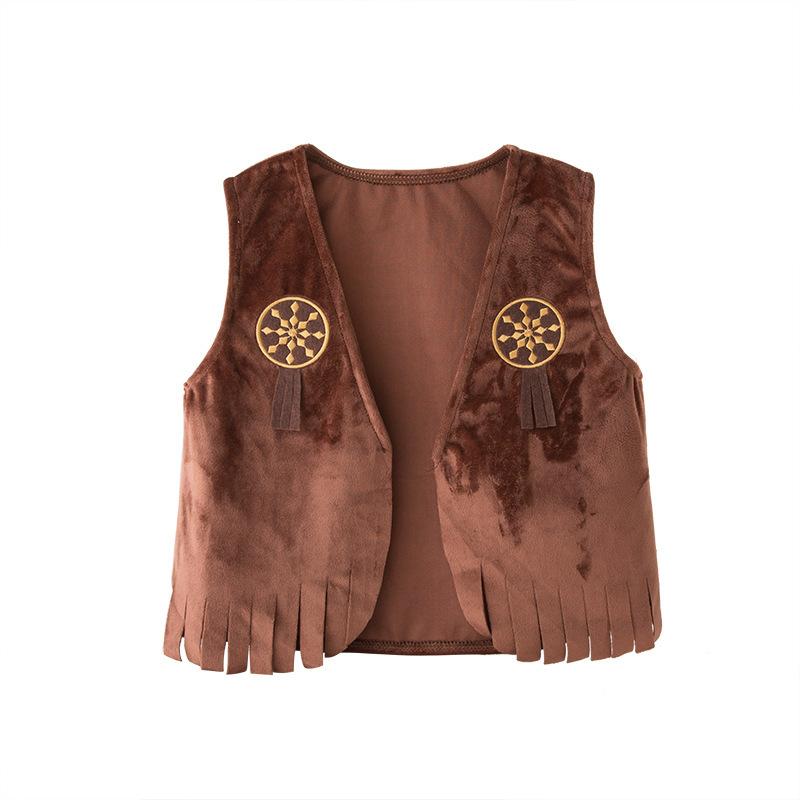 Costume da Cowboy Western per Ragazzi, Set Gilet e Pantaloni per Spettacolo Festivo