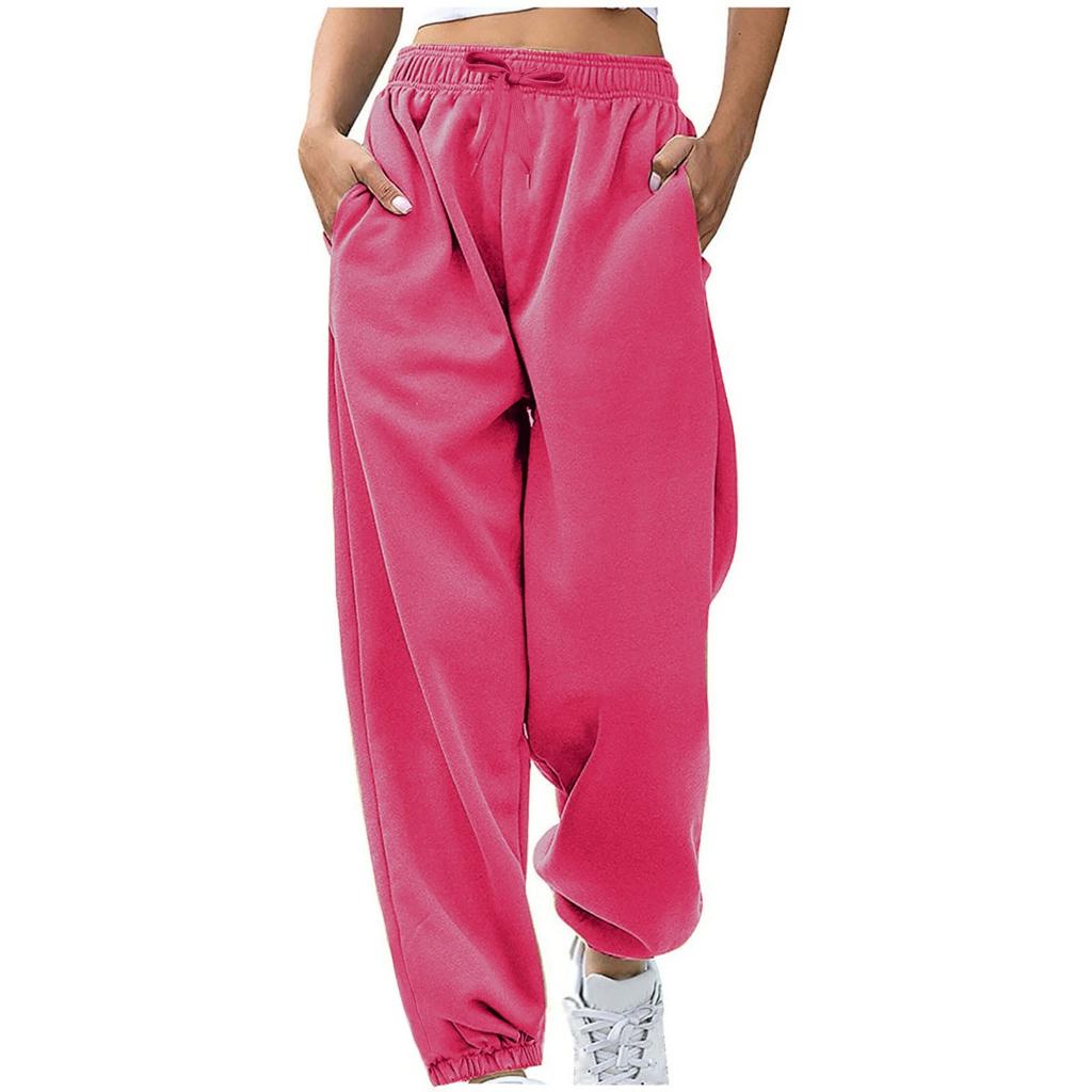 Damen Fleecegefütterte Lockere Konische Jogginghose, Kordelzug Taille Taschen Lässige Haus Sport Hosen für Grenzüberschreitend Europa Amerika