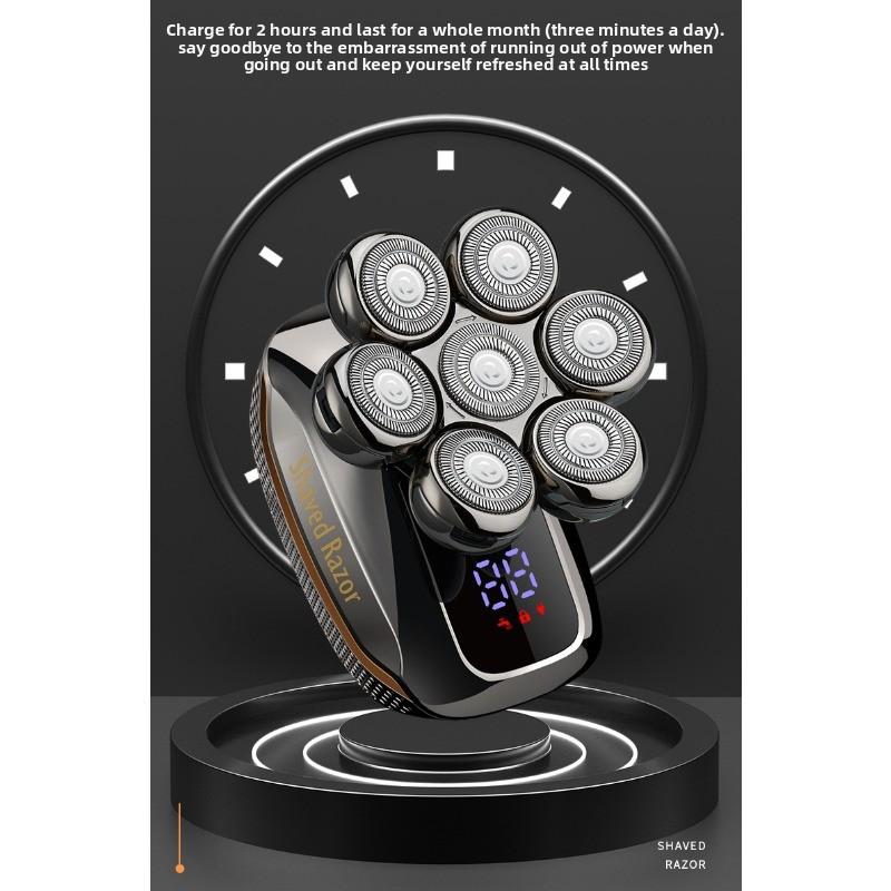 New Smart Men's Electric Shaving Kit with A Clean-shaven Head Design Featuring Seven Blades and Multiple Functions for Shaving