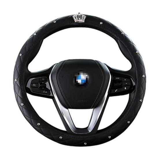 

DERMAY Роскошная хрустальная Корона с шипами и стразами из искусственной кожи, чехол на руль автомобиля, алмазный руль для женщин и девочек, Стайлинг автомобиля