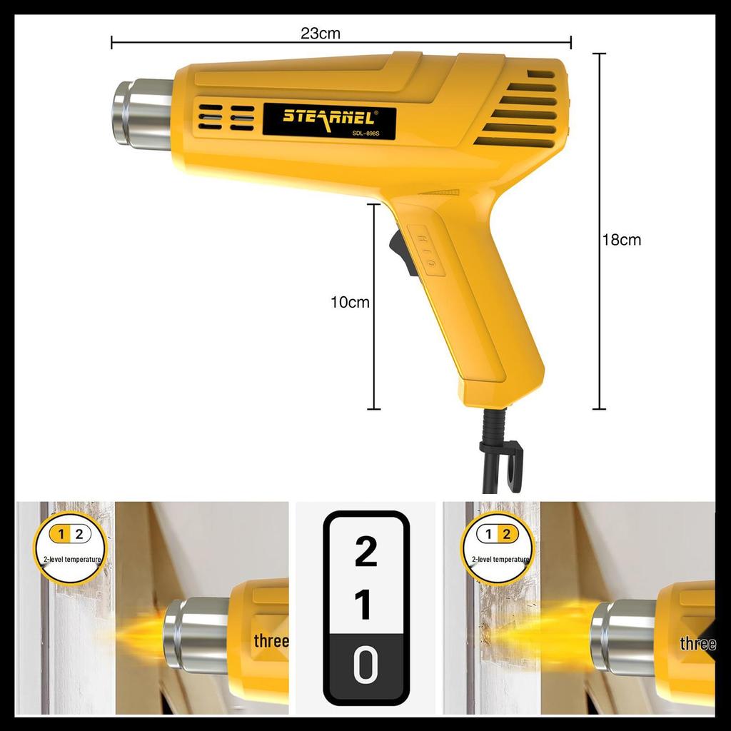 Portable Handheld Industrial Hot Air Heat Gun for DIY Electronics and Car Wrapping.