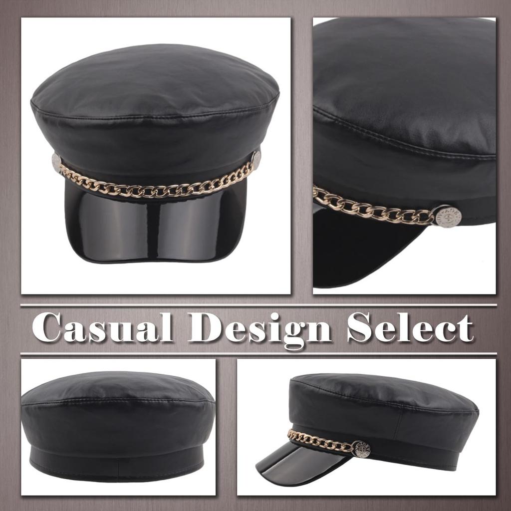 Leather Black Stylish Travel CP793 [One Limitation] Cap, Casquette, Hat, Hat, Women's & Men's, (Black)