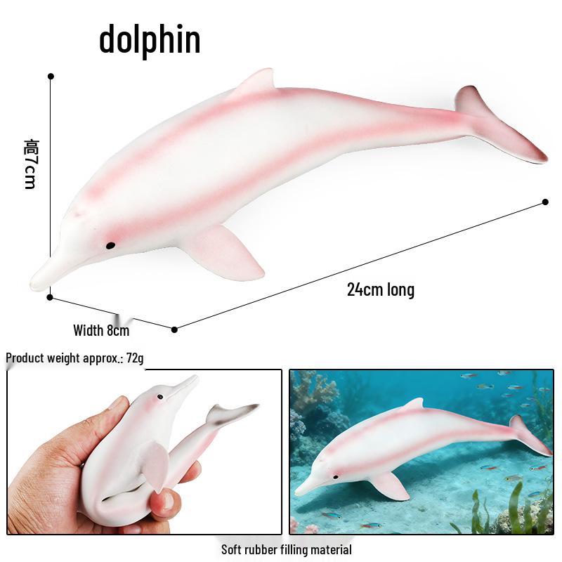 Marine Animal Simulation Toy Set: Sea Cucumber, Beluga Dolphin - Soft Rubber Models for Children's Learning & Decor.