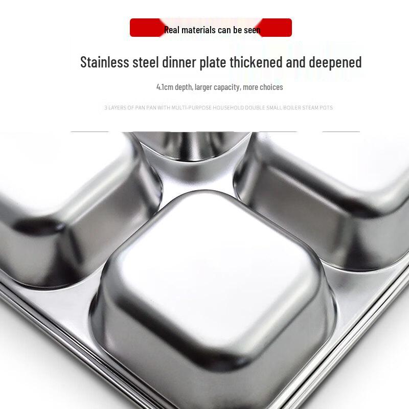 304 Stainless Steel Four-Compartment Lunch Plate