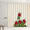 Flowers Plants Shower Curtain Set Red Rose Yellow Daisy Pink Peony Carnation Green Leaves Pattern Home Bathroom Bathtub Screens