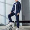 Li Ning Solid Color Stand Collar Sweatpants Casual Running Sports Hoodie Set Men Sweatpants Navy-Blue AWES011-1