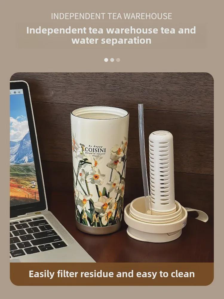 Leichter Luxus-Thermobecher mit Strohhalm für Mädchen – Ausgabe 2024: Stilvoller Reisebecher für Kaffee und Wasser, perfektes Geburtstagsgeschenk