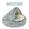 Warm Long Plush Pet Bed Round Cats Cushion Cat House 2 In 1 Comfortable Sleep Bag Enclosed Round Cat Cushion House Warm Basket