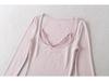 Women's Patchwork Lace Trim Slim Fit Long Sleeve T-Shirt for Spring/Autumn - Spicy Girl U-Neck Two-Piece Style