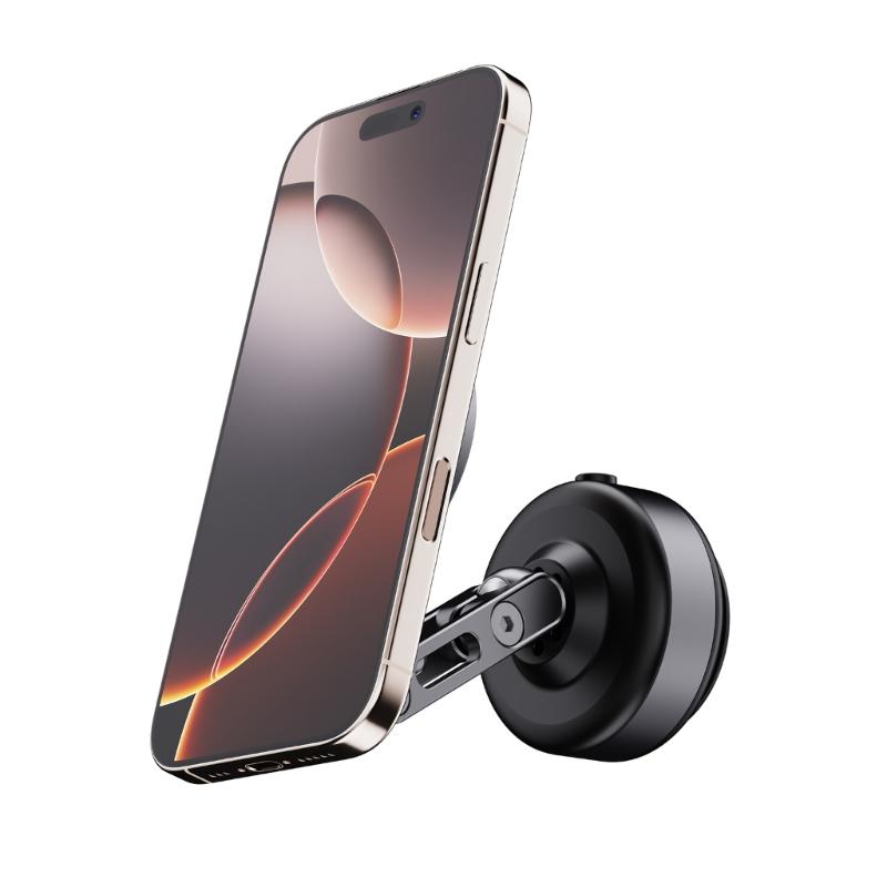 Bezpečný držák na telefon do auta na ventilační mřížku s přísavkou na čelní sklo, magnetický stojan, vakuová přísavka, otáčení o 360 stupňů, nastavitelný pozorovací úhel