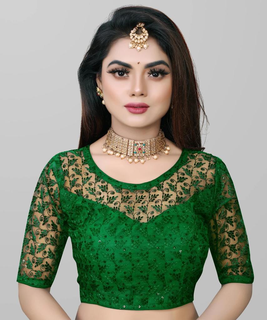 Blusa de Boda Pakistaní Cuello Redondo Choli Étnico para Mujer India Mangas Medias