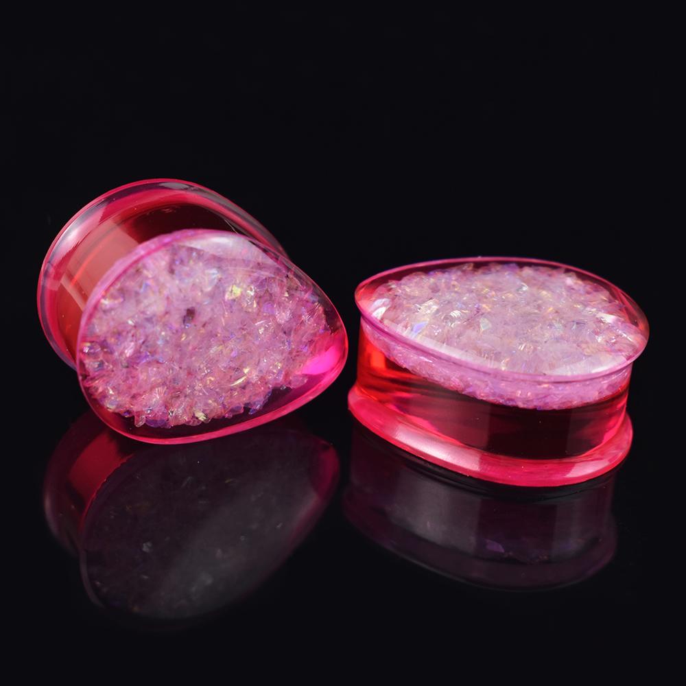 2 Pièces 8-50mm Tunnels Écarteurs d'Oreille Goutte d'Eau Écarteur d'Oreille Plug à Double Bord Bijoux de Corps pour Femmes Hommes