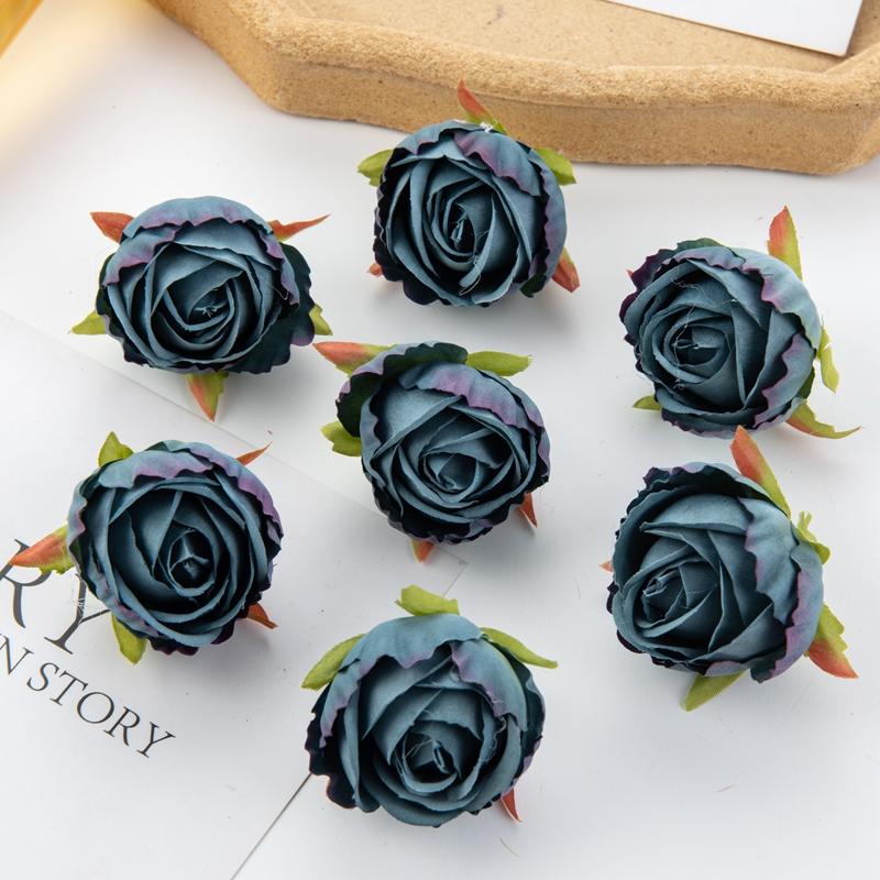 10/20pcs Artificial Flowers Scrapbook Home Room Decor Silk Diy Gifts Candy Box Cake Wedding Outdoor Fake Roses Christmas Wreaths