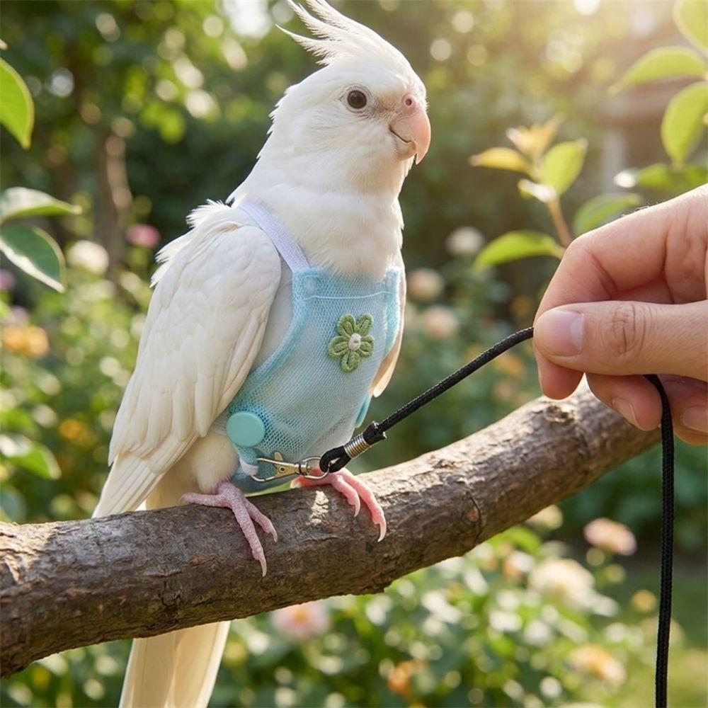 Breathable Mesh Bird Flight Suits with Leash Parrot Nappy  for Cockatiel Pigeons