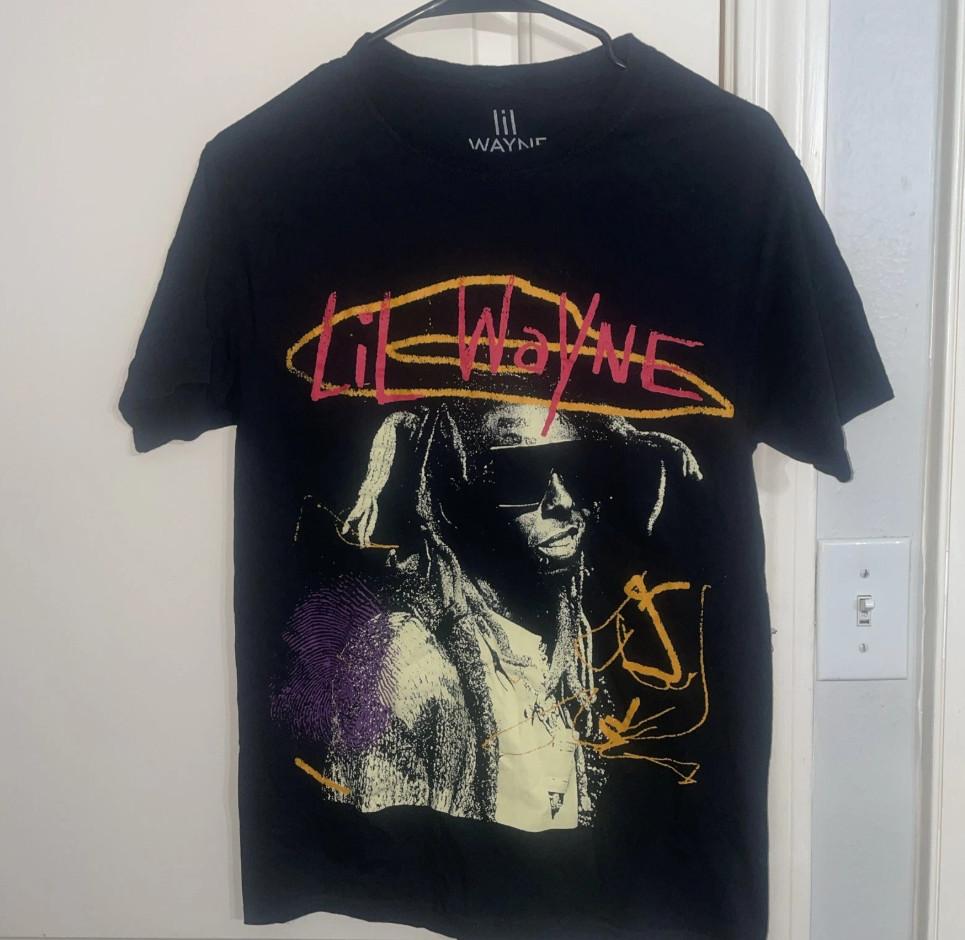 HOT !!! Lil Wayne T-Shirt Black Neon Graphic Adult 2022 Hip Hop Rap M