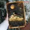 Vintage Moon & Stars Metal Wall Art, 8x12, Retro Celestial Bird Iron Sign for Living Room Office