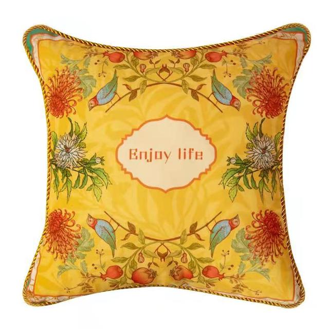 45/55 см желтый бархатный чехол для подушки с изображением цветов и птиц двухсторонняя наволочка с принтом и переплетом наволочка для дивана 450mm*450mm