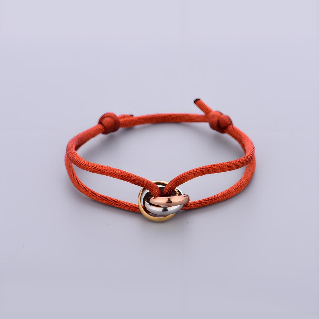 Trinity Bracelet Stainless Steel Circle Women's Bracelet Different Colors of Rope Classic Popular Tricolor GradientJewelry