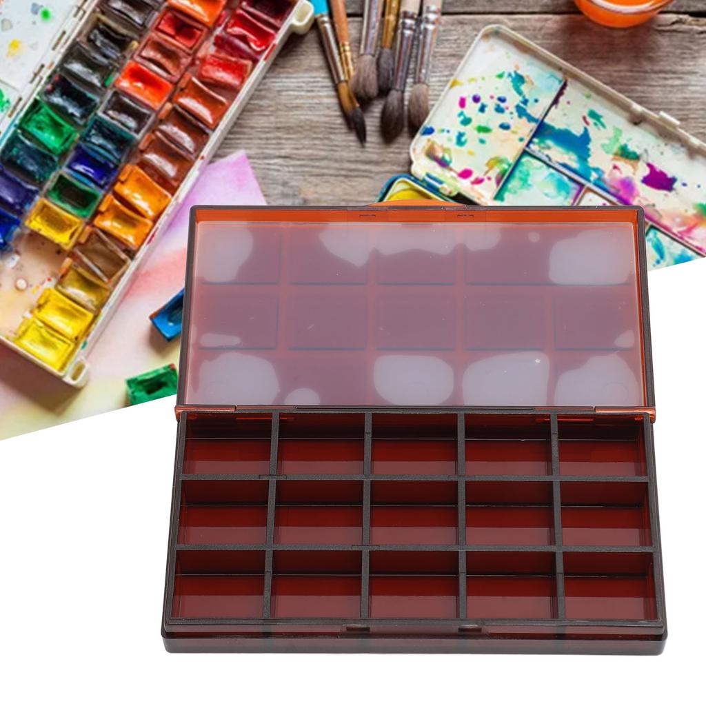 2pcs 15 Grids Transparent Paint Box Clear Plastic Painting Pigment Box Portable Leakproof Watercolor Palettes Box for Artists Students Kids