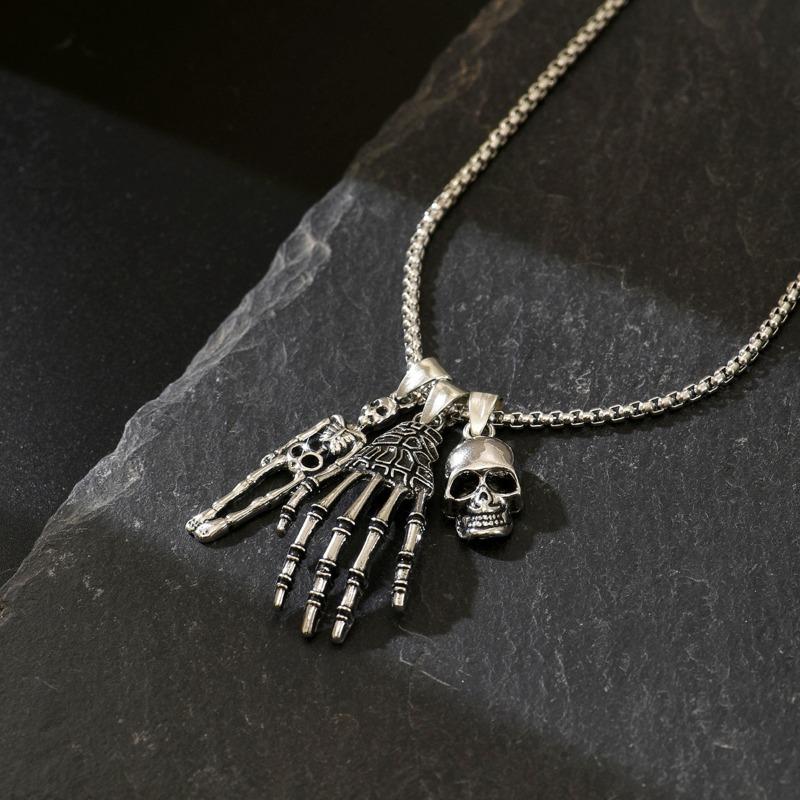 Halloween Punk Necklace Hip Hop Diablo Skull Palm Pendant Niche Exaggerated Spider Ornament