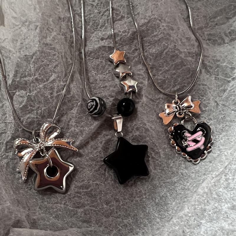 Goth Harajuku Carino Y2k Estetica Nodo Ciondolo Catena a Serpente Perline Catena a Corda Collana Per Ragazza Choker Cool Anni '90 Accessori