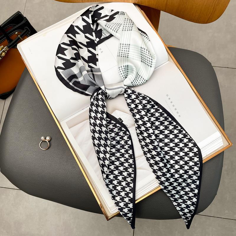 Luxury Long Silk Scarf Female Floarl Print Thin Narrow Scarf Bag Hair Band Ribbon Scarfs Women Neckerchief 15*150cm