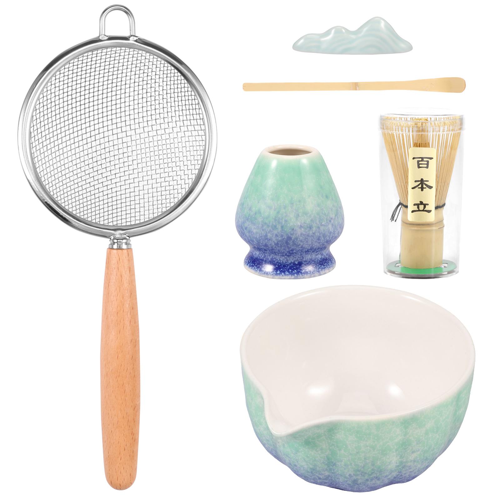 

Ceramic Japanese Matcha Bowl Whisk Set for Home Trip Easy to Clean Anti Rust Matcha Scoop Whisk Holder Kit for Tea Lovers