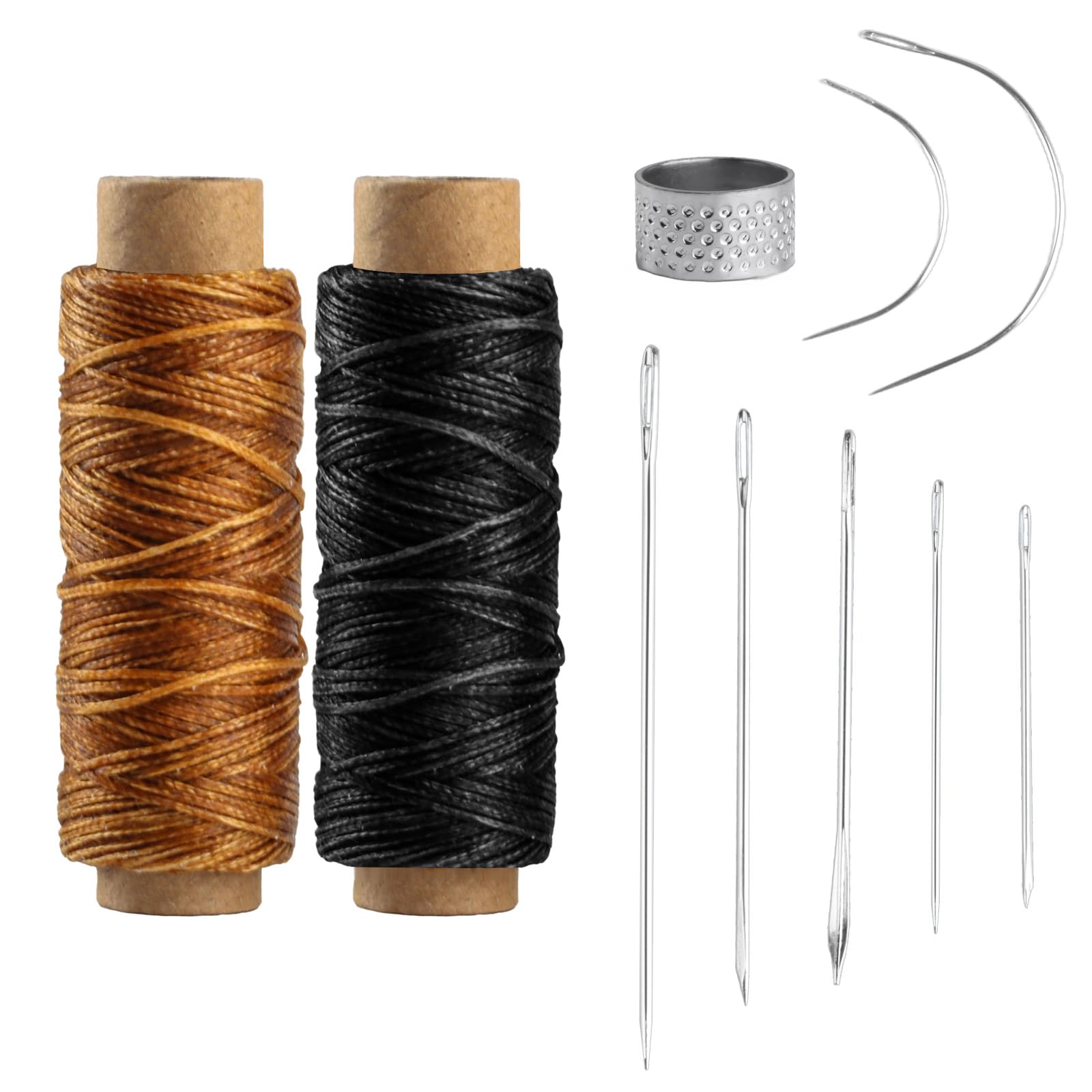 

2 Rolls Waxed Leather Thread - w/ 7 Saddle Needles for Sewing & Bookbinding