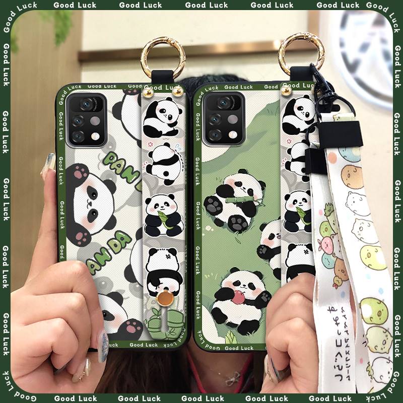Panda Cartoon Phone Case For UMIDIGI A11 Pro Max Soft Case Wristband Ring Dirt-resistant Silicone Shockproof Wrist Strap