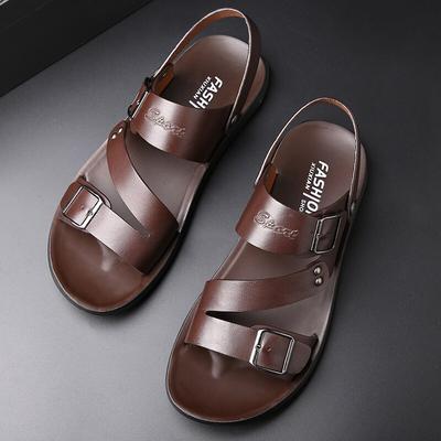 Herrskor Slip-On Split Läder Mjukt Herr Strand Sommar Herr Sandaler Tofflor Flats Flip Flop