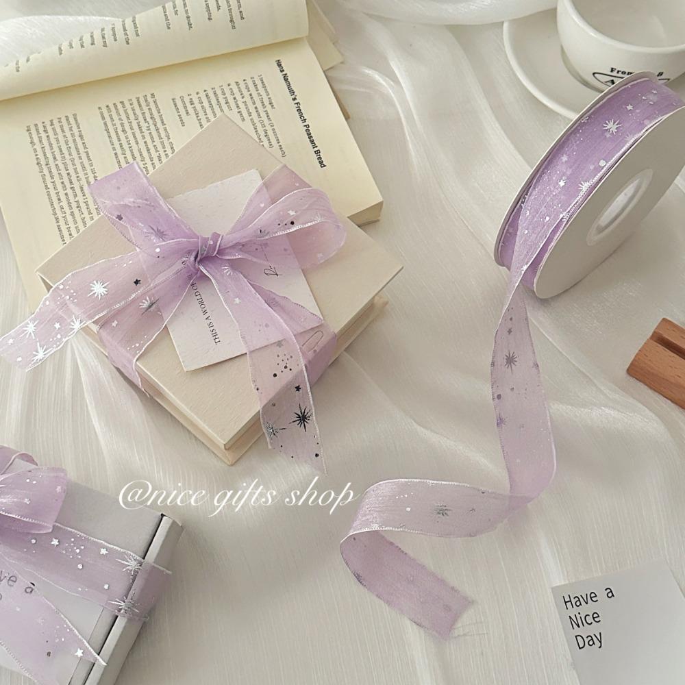 Kreatives 10 Yards Silber Sternband 2,5 cm Geschenkverpackung Sträuße Glitzer Schnee Band Glitzer Blume Verpackungsband