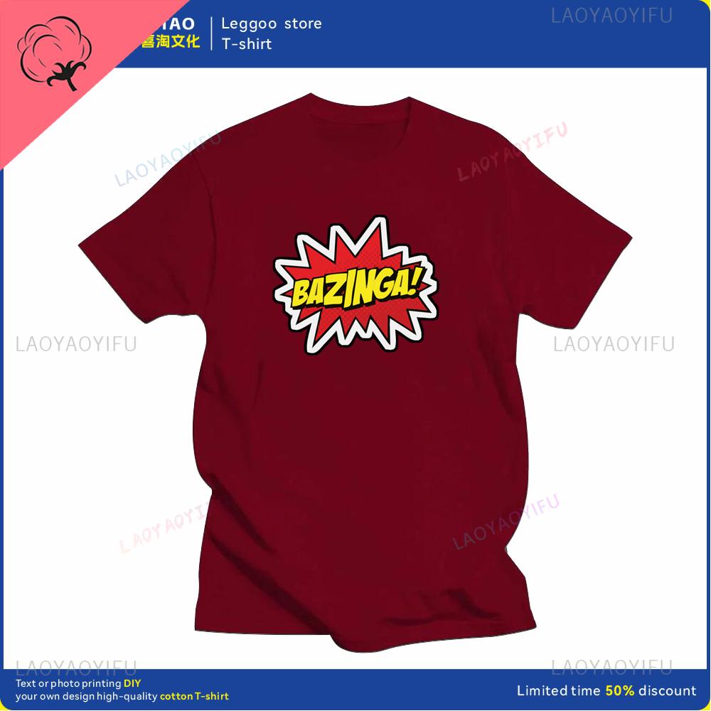 Big Bang Theory Bazinga Tshirt Mens Cotton Shortsleeved Sheldon Cooper Casual Everyday Streetwear