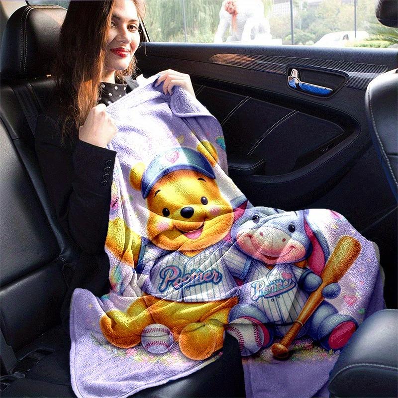1pc Winnie The Pooh Printing Blanket - Soft, All-Season Throw for Office Blanket, | Personalized Gift with Adorable Cartoon Design