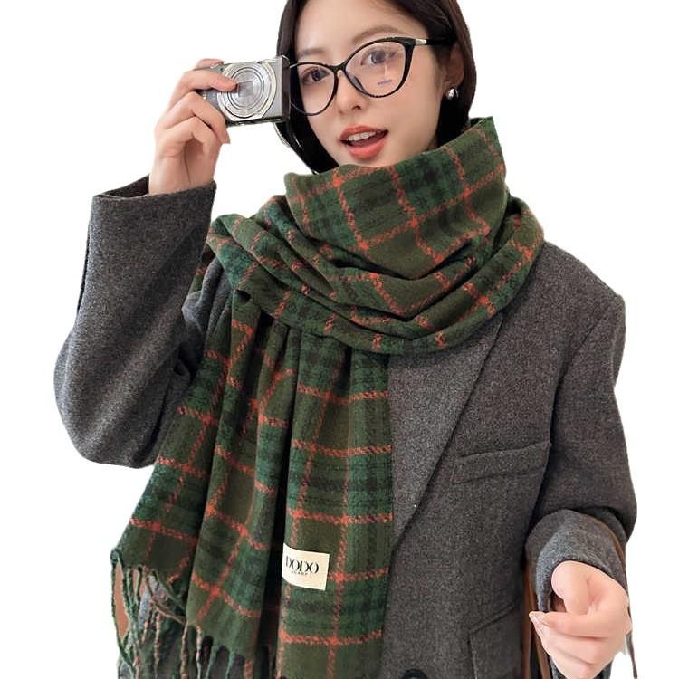 Xin Bang Bang Szalik Kobieta Zima Ciepły Kratka Szyja Para Szal Vintage Kratka Pogrubiony