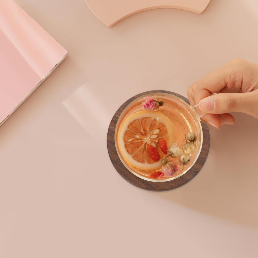 ULDIGI Set of 4 Wooden Coasters, 3.46 Inch Square, Heat-Resistant Cup Mats, Dining Table Placemats, Home Kitchen Table Protectors