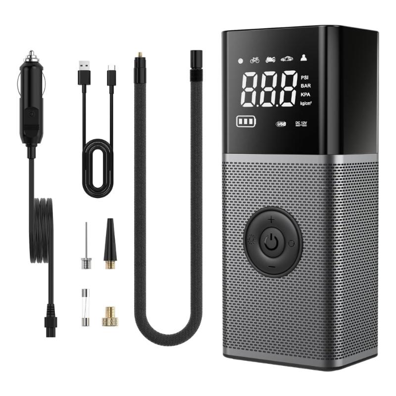 

Portable Air Compressor Electric Car Pump Automatic MotorcyclesTire Inflator Digital Pressure Gauge Detect with LED Lamp 1