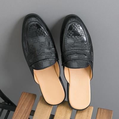 Fashion Muller Shoes Summer Men PU Stone Pattern Low Heel Comfortable Breathable Business Casual Men Slippers 38-47