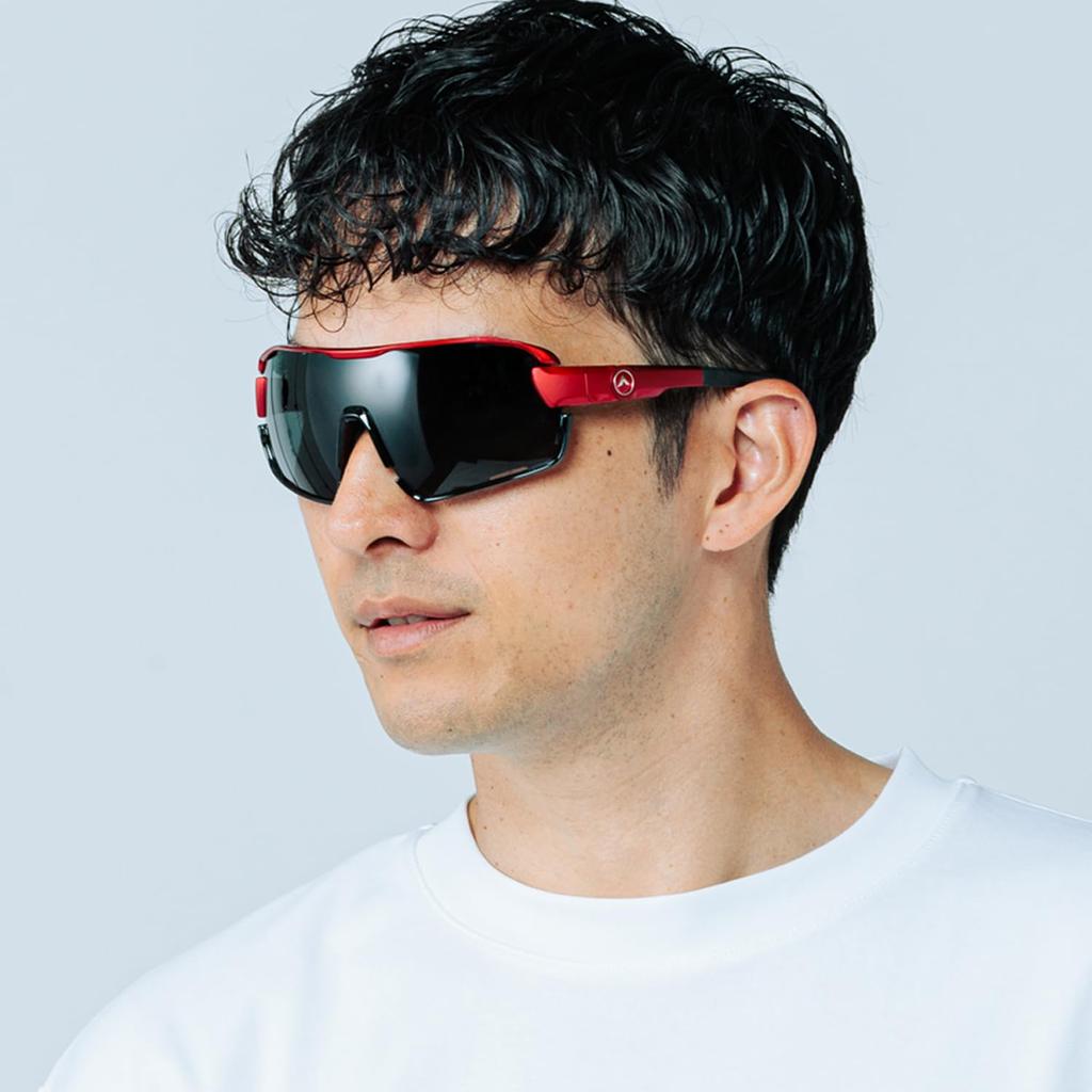 Polarized Sports FIT Customizable A-Fit Men's Sunglasses, MASTER, Full-Rim, Fit, Red/Polarized Smoke, AF-805-C2-PSM-S