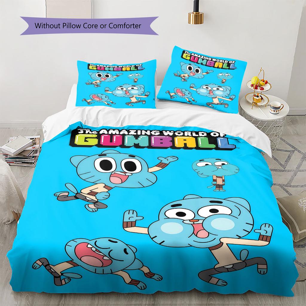 Biancheria da letto con motivo Gumball Decorazione per la casa Regalo di compleanno ( 1 copripiumino + 2 federe, senza imbottitura),merchandising per fan.