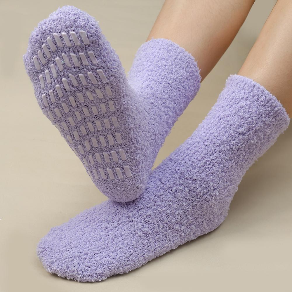 Thickened Coral Velvet Socks Women's Solid Color Indoor Floor Stocking Winter Plush Warm Socks Cold-proof Anti Slip Sock Hosiery