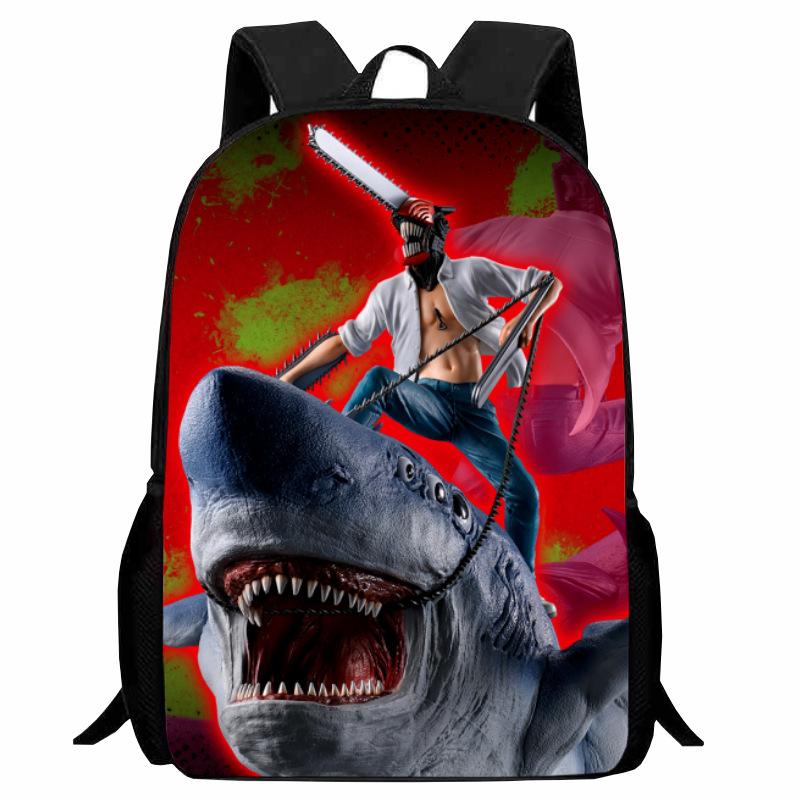 Printed Two-Dimensional Chainsaw Man Schoolbag, Primary School Student Cartoon Chaaw Man Backpack