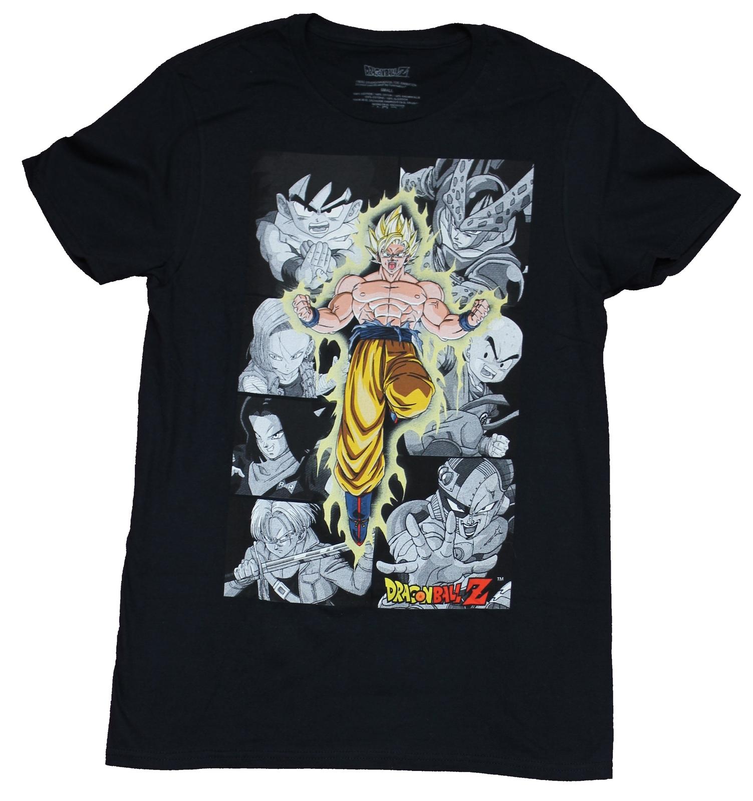 Dragon Ball Z Mens T-shirt Powered Goku Over Grayscale Characters M
