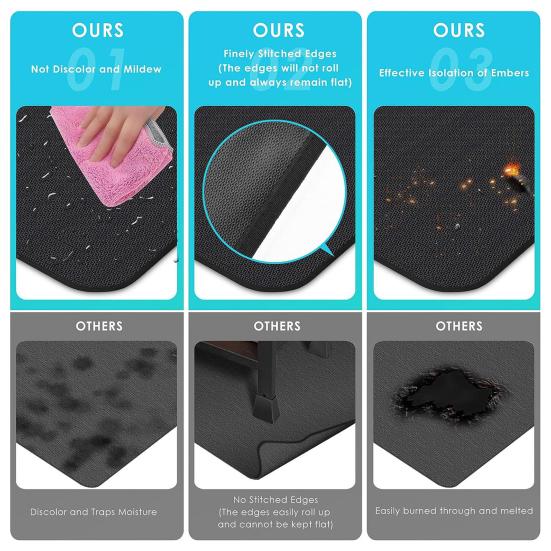 Fireproof Mat Outdoor Camping Round Grill Pad Oil-Proof Water-Resistant Reusable Wood Burning Fire-Pit Grill Mat