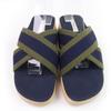 Hermes Sandals Fool Toe Canvas Wood Navy Canvas Women 36 Used